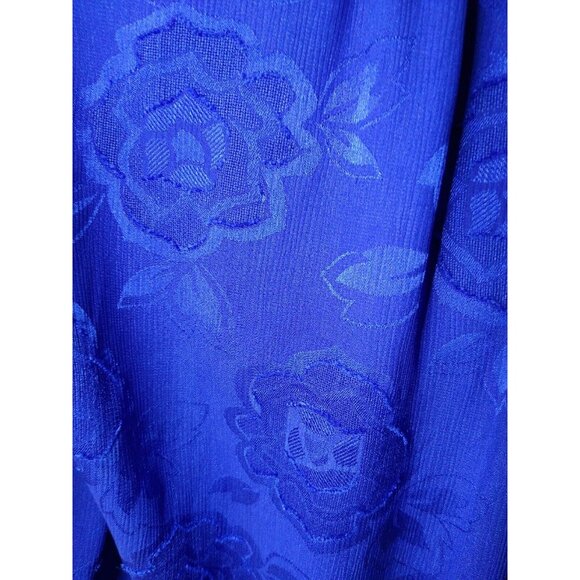 Vtg Halston III Womens 12 Blouse Secretary Bow Neck Blue Floral Semi Sheer - Picture 6 of 13